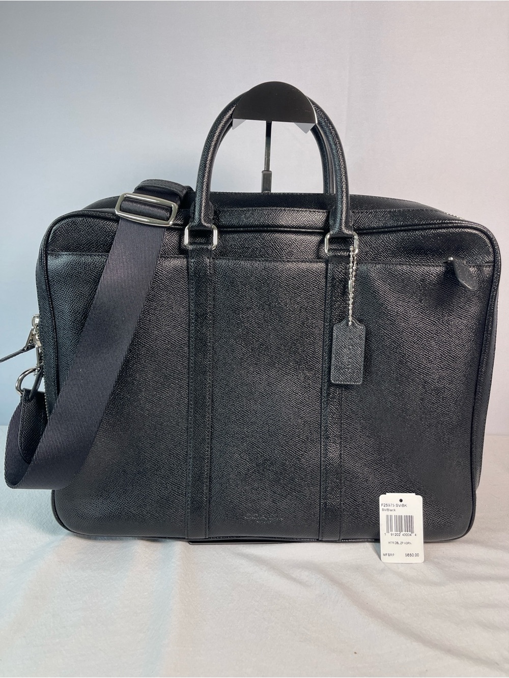 Coach A1880-25975 Metro Double Zip Crossgrain Leather Briefcase NWT Black